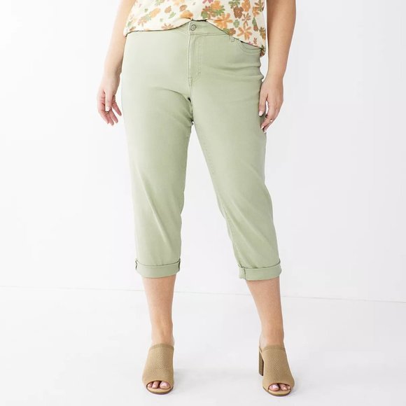 Plus Size 20W Sonoma Goods For Life Premium Rolled Girlfriend Jeans - Picture 1 of 7